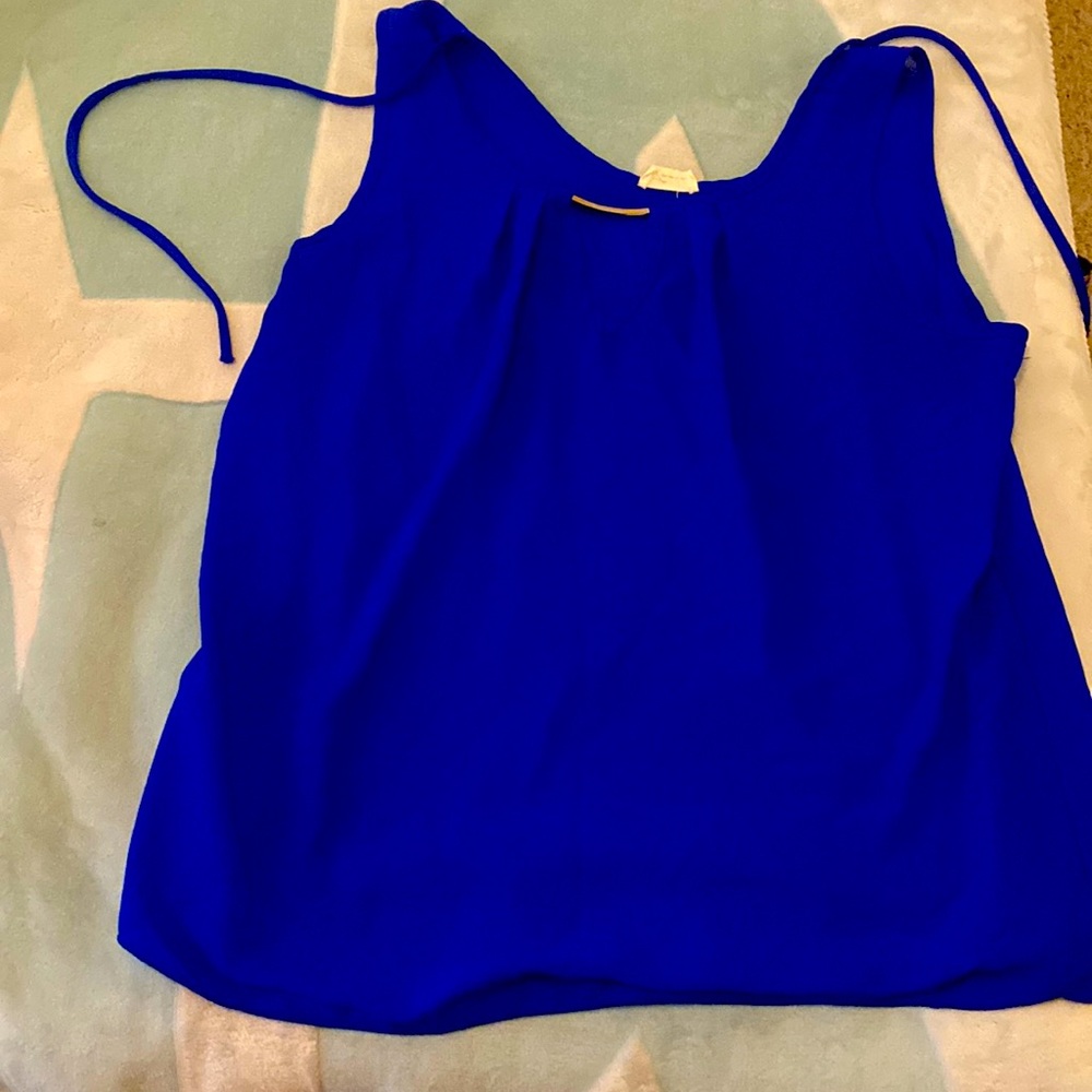 Blue sleeveless blouse